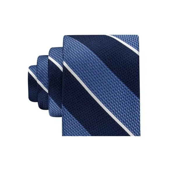 Tommy Hilfiger Men's Classic Textured Stripe Tie Navy/blue OS NWT - Picture 3 of 4